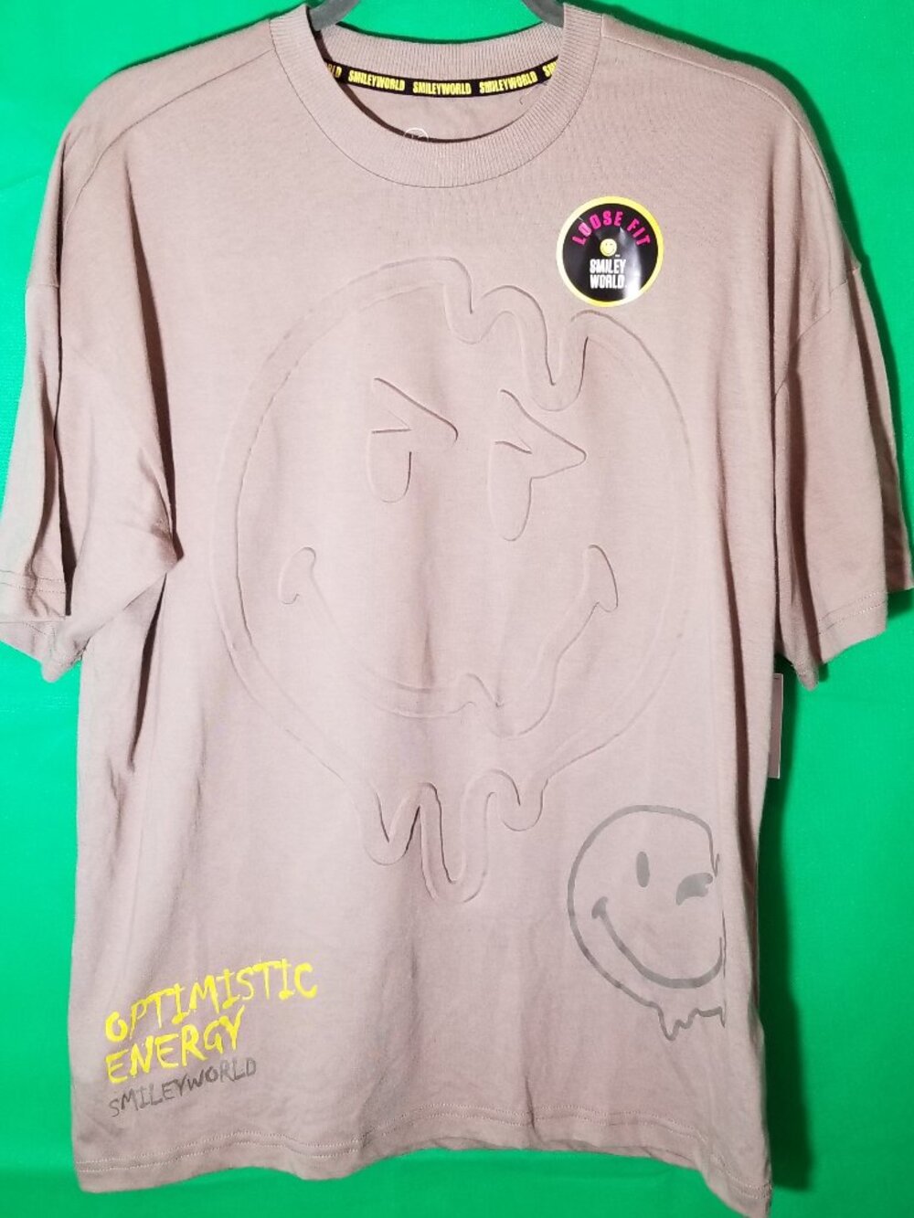 Smiley World Optimistic Energy Men Small Loose Take Time to Smile Raised Logo
